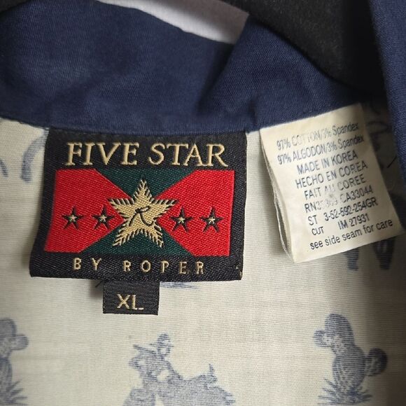Five Star Navy and Cream Button Down Shirt - Picture 2 of 12